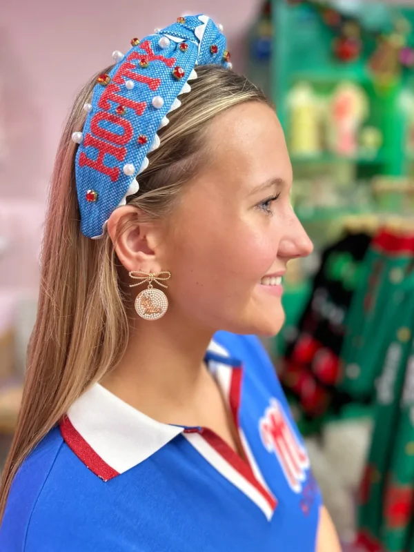 Ole Miss Logo Pearl Medallion Earrings-Brianna Cannon Fashion