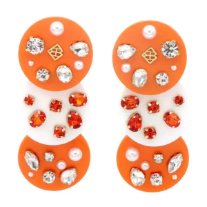 Orange and White Triple Dot Earrings-Brianna Cannon Fashion