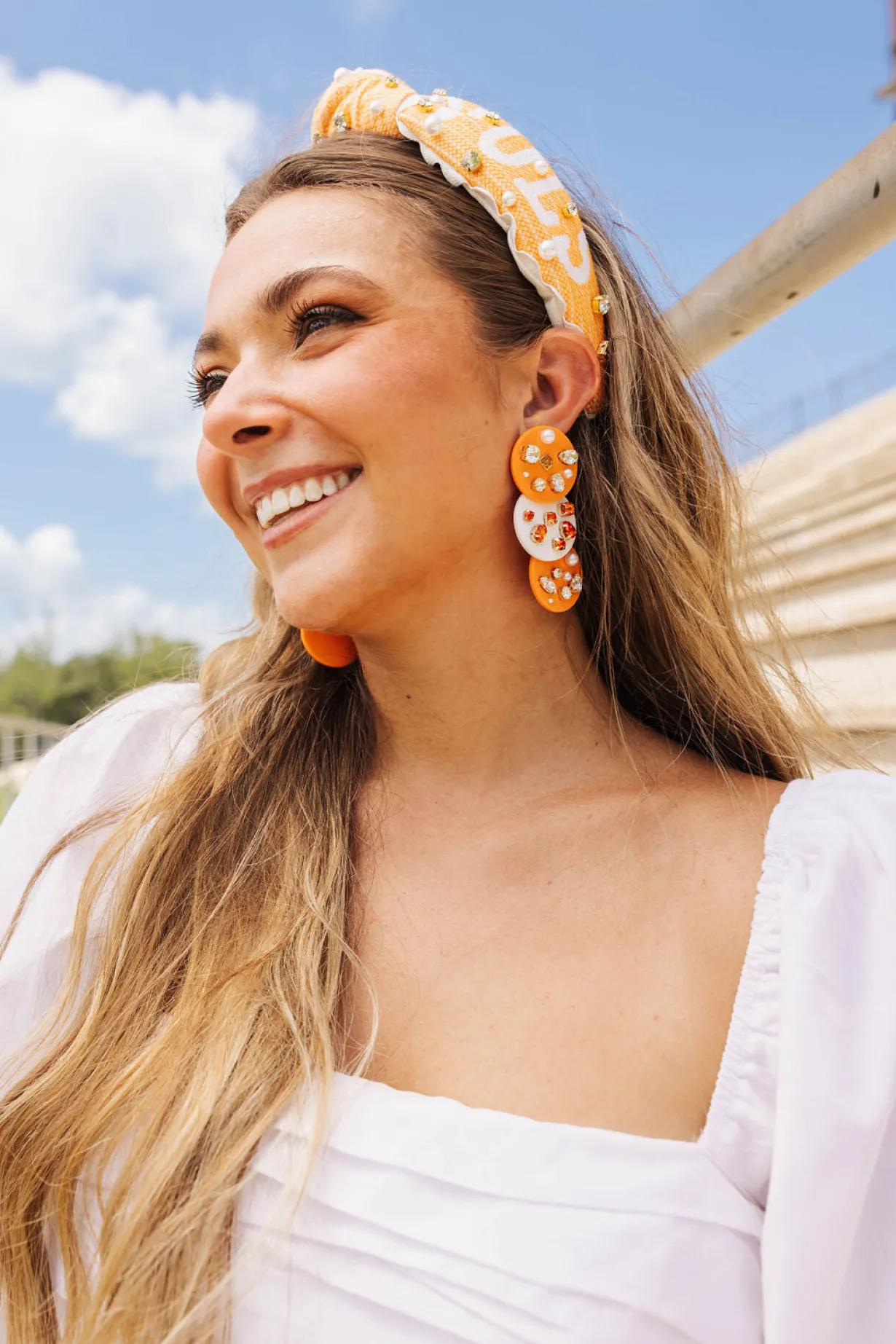 orange_and_white_triple_d_2.webp Orange and White Triple Dot Earrings-Brianna Cannon Fashion