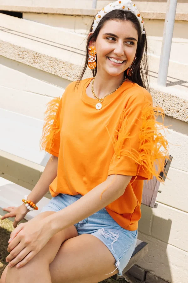 Orange and White Triple Dot Earrings-Brianna Cannon Fashion