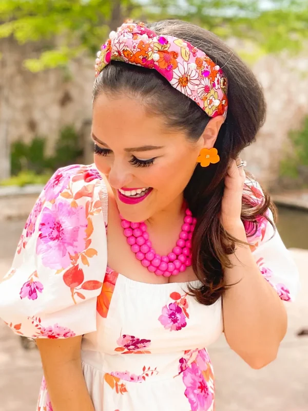 Orange Flower Stud with Logo-Brianna Cannon Best