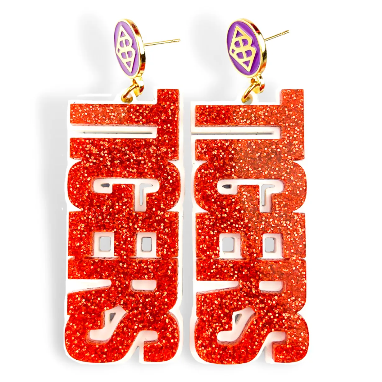 orange_glitter_and_white__0.webp Orange Glitter and White TIGERS Earrings-Brianna Cannon New