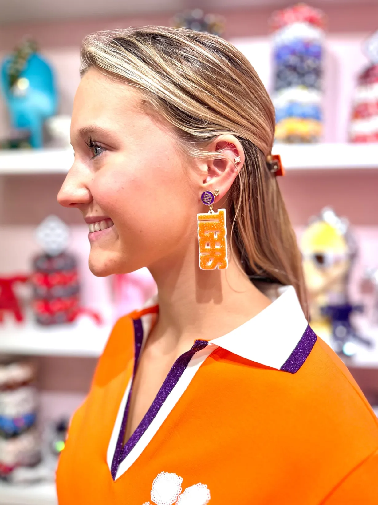 orange_glitter_and_white__1.webp Orange Glitter and White TIGERS Earrings-Brianna Cannon New