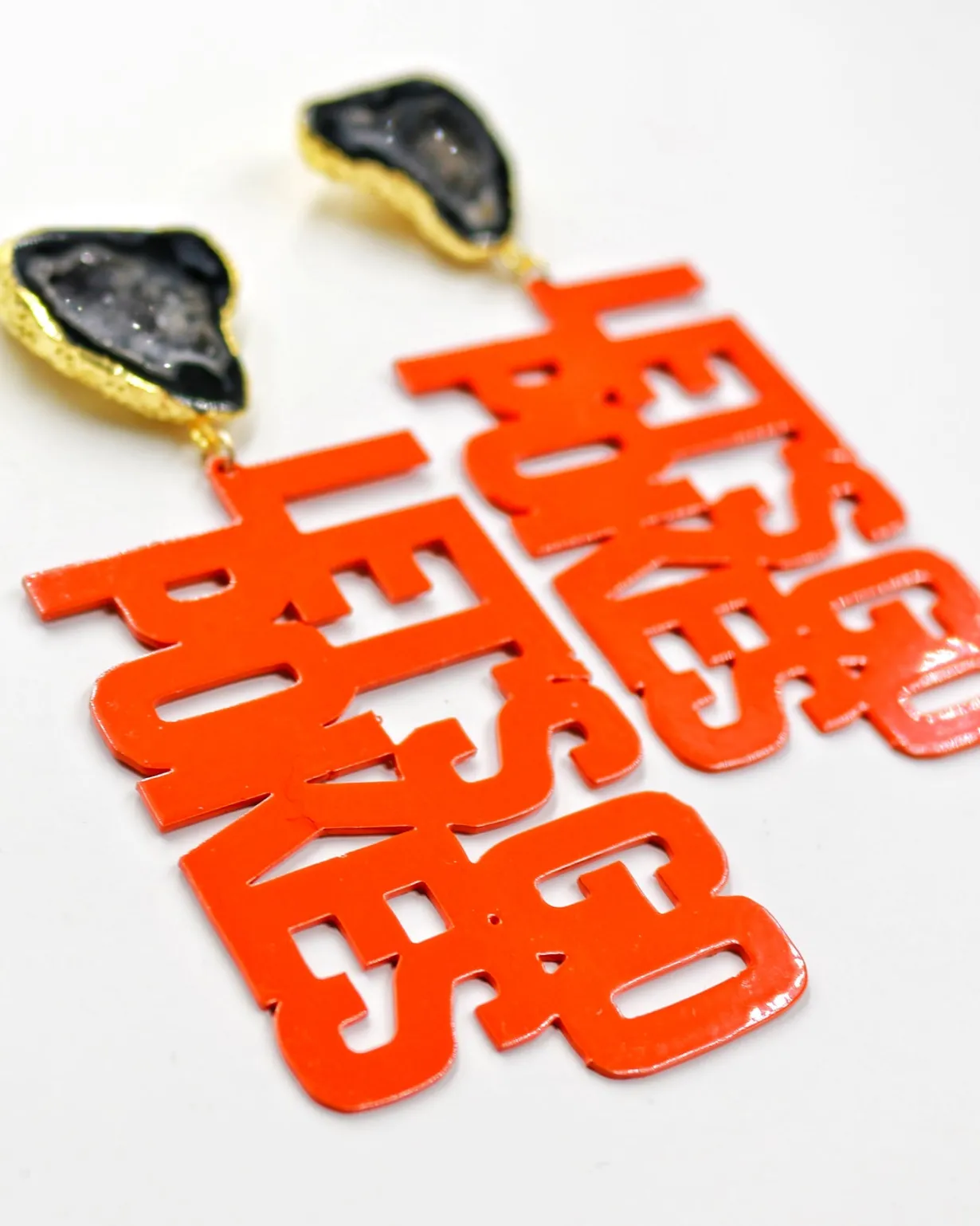 osu_orange_lets_go_pokes__1.webp OSU Orange LET'S GO POKES Earrings with Black Geode-Brianna Cannon Clearance