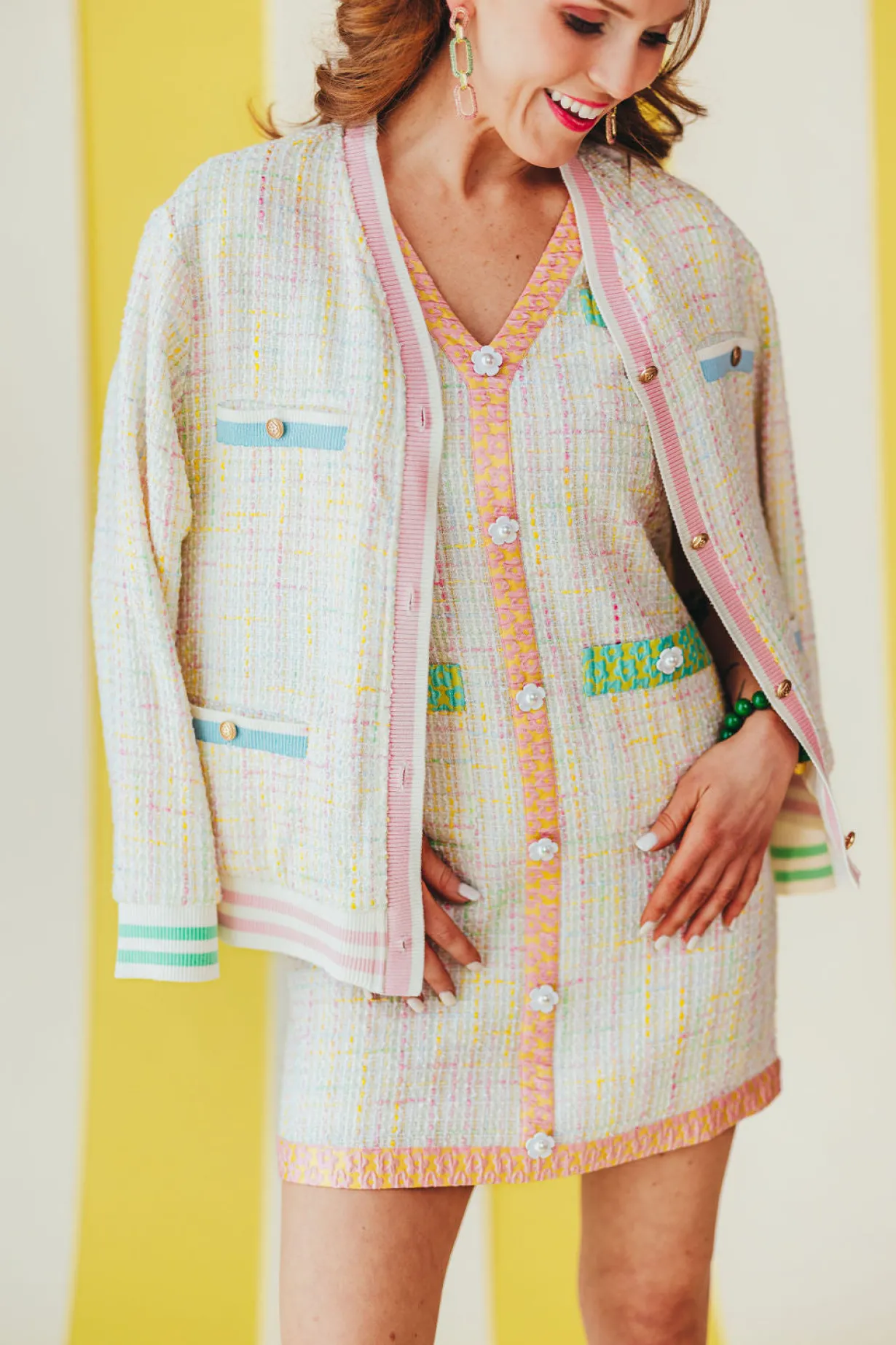 pastel_tweed_dress_with_f_9.webp Pastel Tweed Dress with Floral Trim-Brianna Cannon Discount