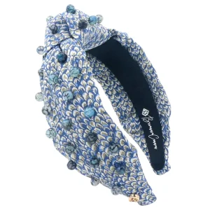 Peacock Blue Headband with Blue Marbled Beads-Brianna Cannon Outlet