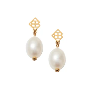 Pearl Drop Earrings with BC Logo-Brianna Cannon Best