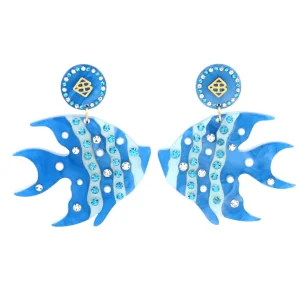 Pearly Blue Fish Earrings-Brianna Cannon New