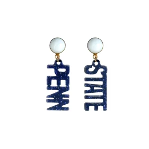 Penn State Mini Navy Glitter Earrings-Brianna Cannon Clearance