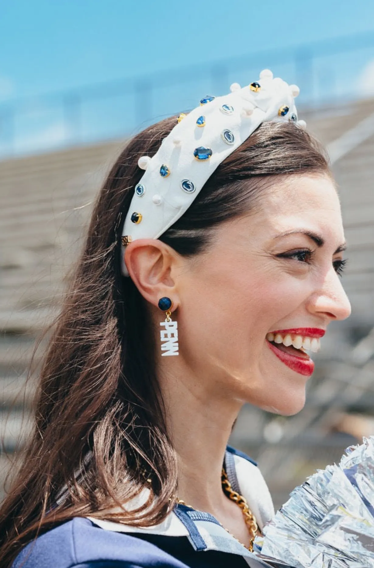 penn_state_mini_white_ear_1.webp Penn State Mini White Earrings-Brianna Cannon Clearance
