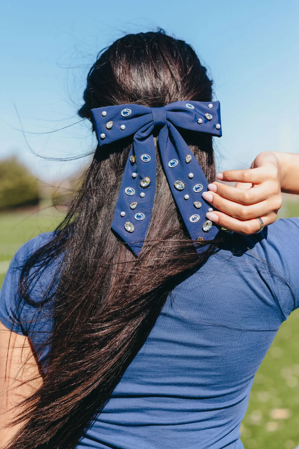 penn_state_navy_bow_barre_2.webp Penn State Navy Bow Barrette-Brianna Cannon Clearance