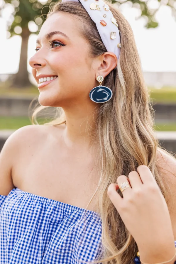 Penn State Navy Nittany Lions Logo Earrings-Brianna Cannon Online