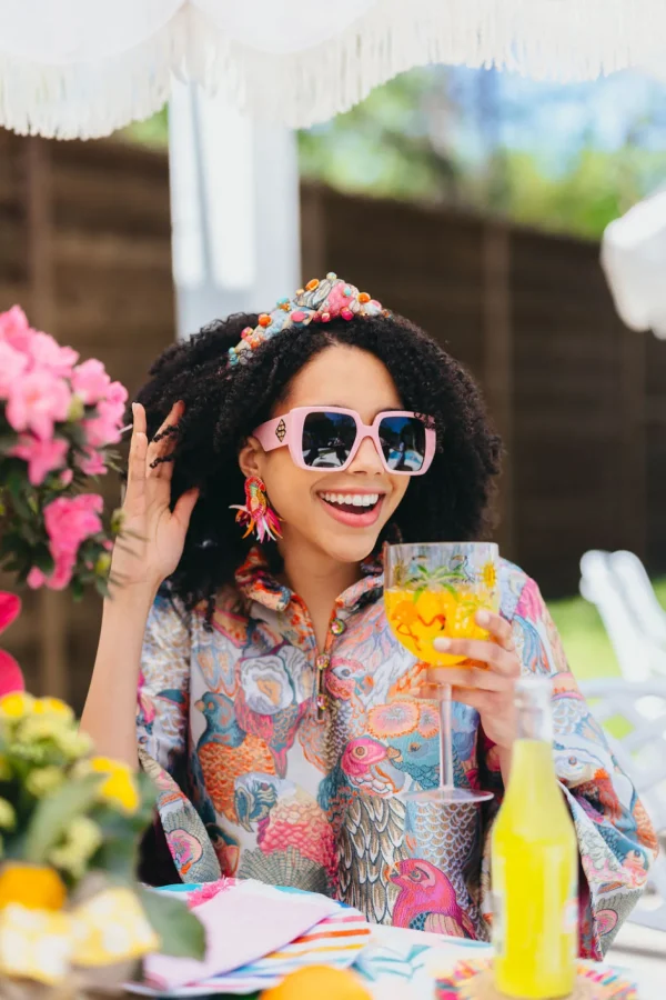 Perfect Pink BC Square Sunglasses with Polarized Lenses-Brianna Cannon Fashion