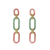 Pink & Green Crystal Link Drop Earrings-Brianna Cannon Sale