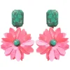 Pink and Turquoise Flower Earrings-Brianna Cannon Discount