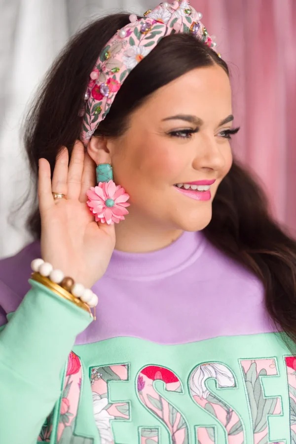 Pink and Turquoise Flower Earrings-Brianna Cannon Discount