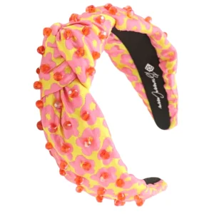 Pink and Yellow Flower Power Headband with Iridescent Beads-Brianna Cannon Discount