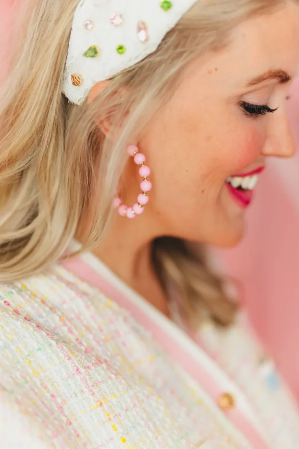 Pink Beaded Hoop Earring-Brianna Cannon Clearance