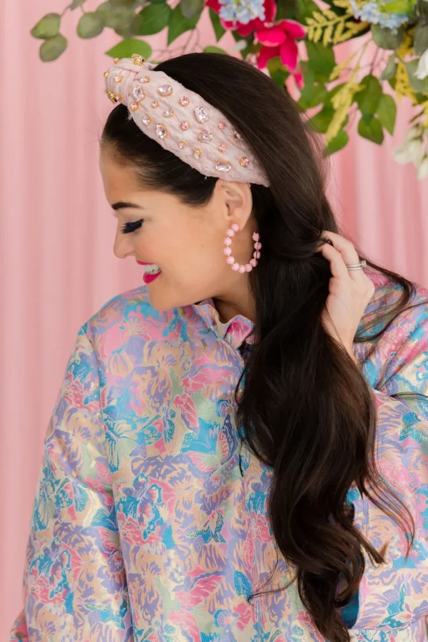 Pink Beaded Hoop Earring-Brianna Cannon Clearance