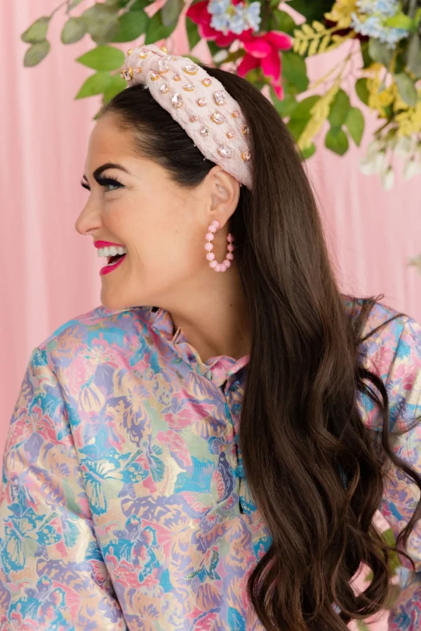 Pink Beaded Hoop Earring-Brianna Cannon Clearance