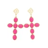 Pink Cabochon Cross Earrings-Brianna Cannon New