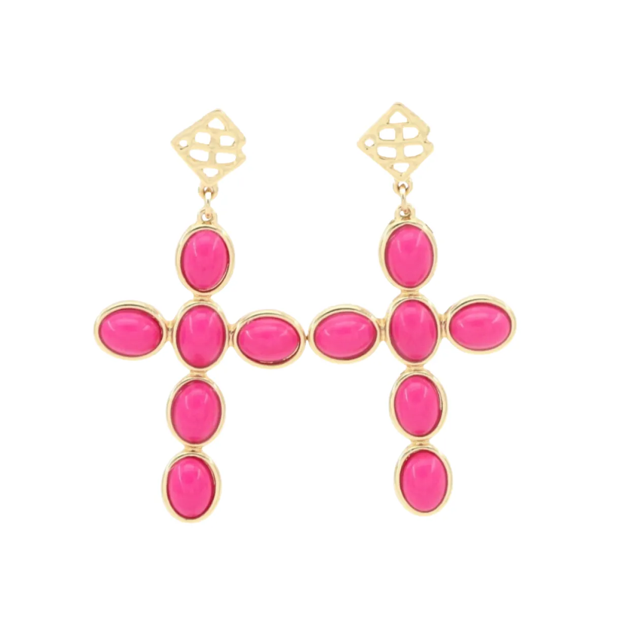 pink_cabochon_cross_earri_0.webp Pink Cabochon Cross Earrings-Brianna Cannon New