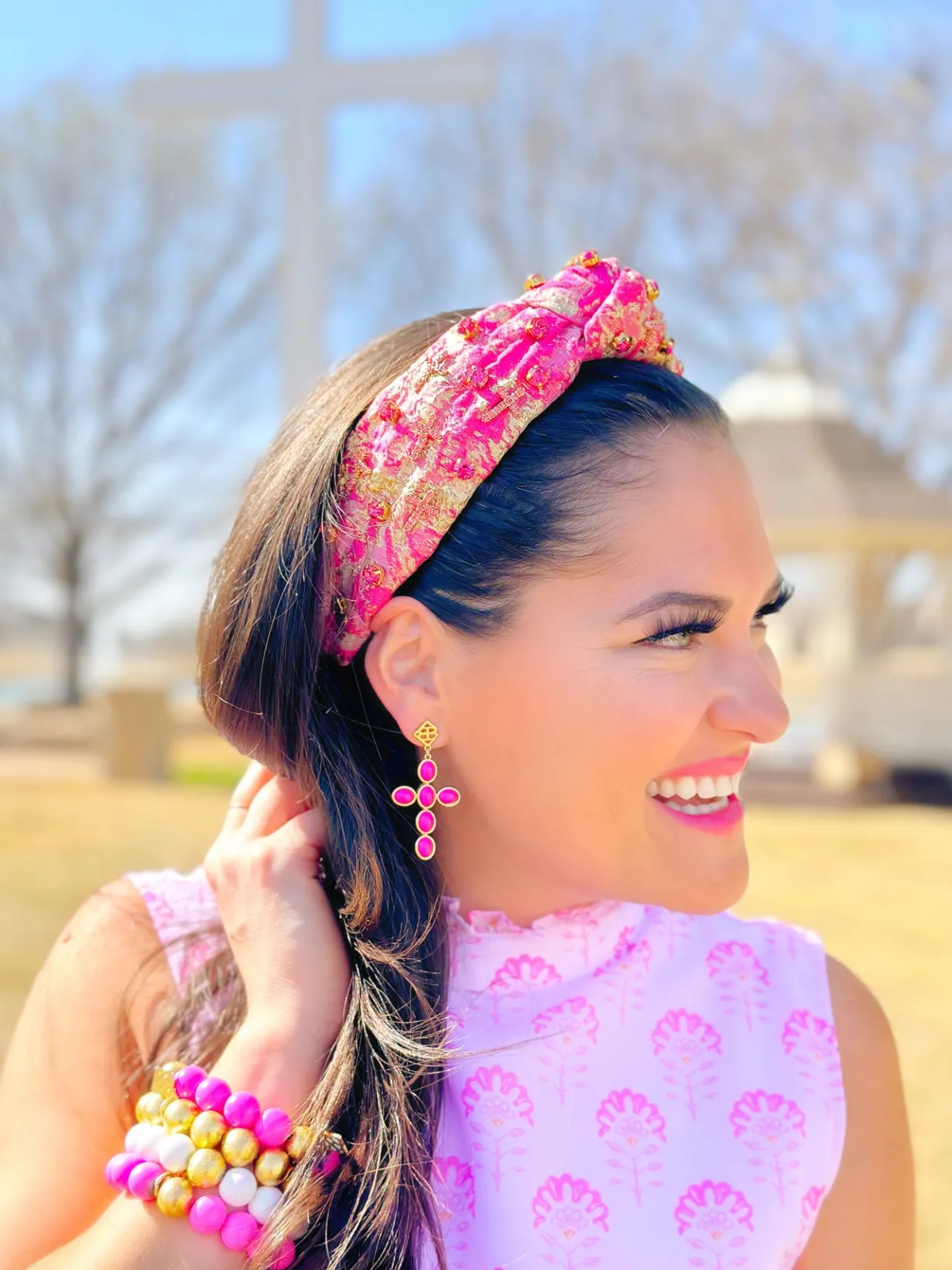 pink_cabochon_cross_earri_1.webp Pink Cabochon Cross Earrings-Brianna Cannon New