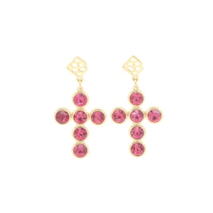 Pink Crystal Cross Earrings-Brianna Cannon Sale