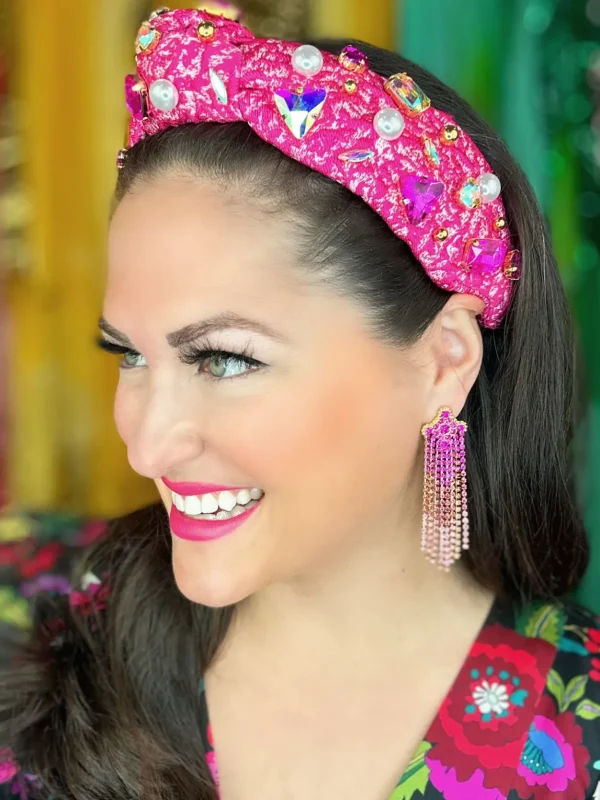 Pink Ombre Crystal Cascade Earrings-Brianna Cannon Hot
