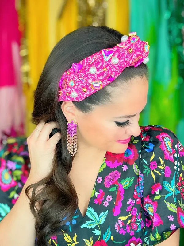 Pink Ombre Crystal Cascade Earrings-Brianna Cannon Hot