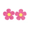 Pink Raffia Daisy Earrings-Brianna Cannon Online