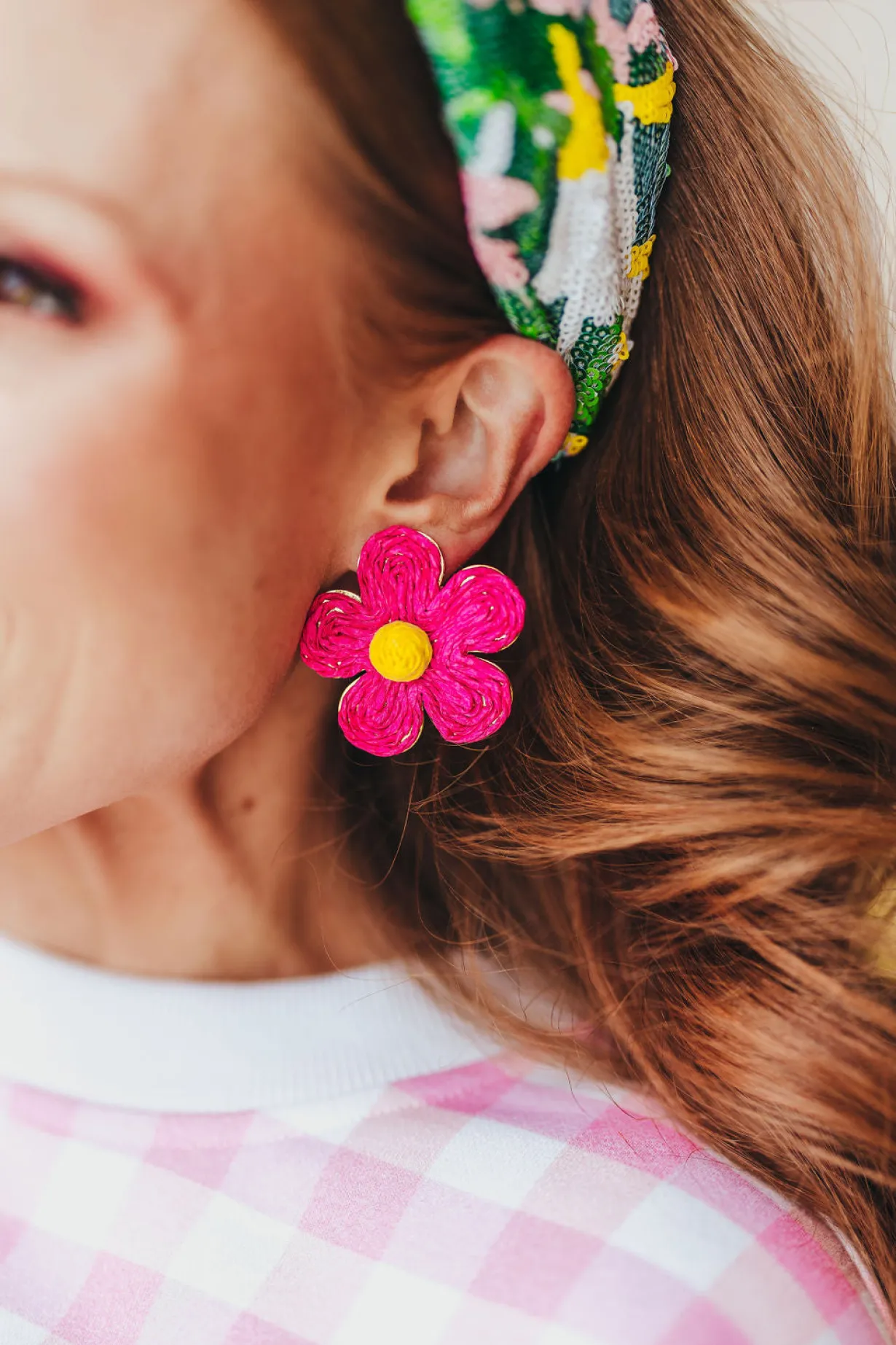 pink_raffia_daisy_earring_3.webp Pink Raffia Daisy Earrings-Brianna Cannon Online