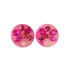 Pink Resin Dot Studs with Pink Crystals-Brianna Cannon Clearance