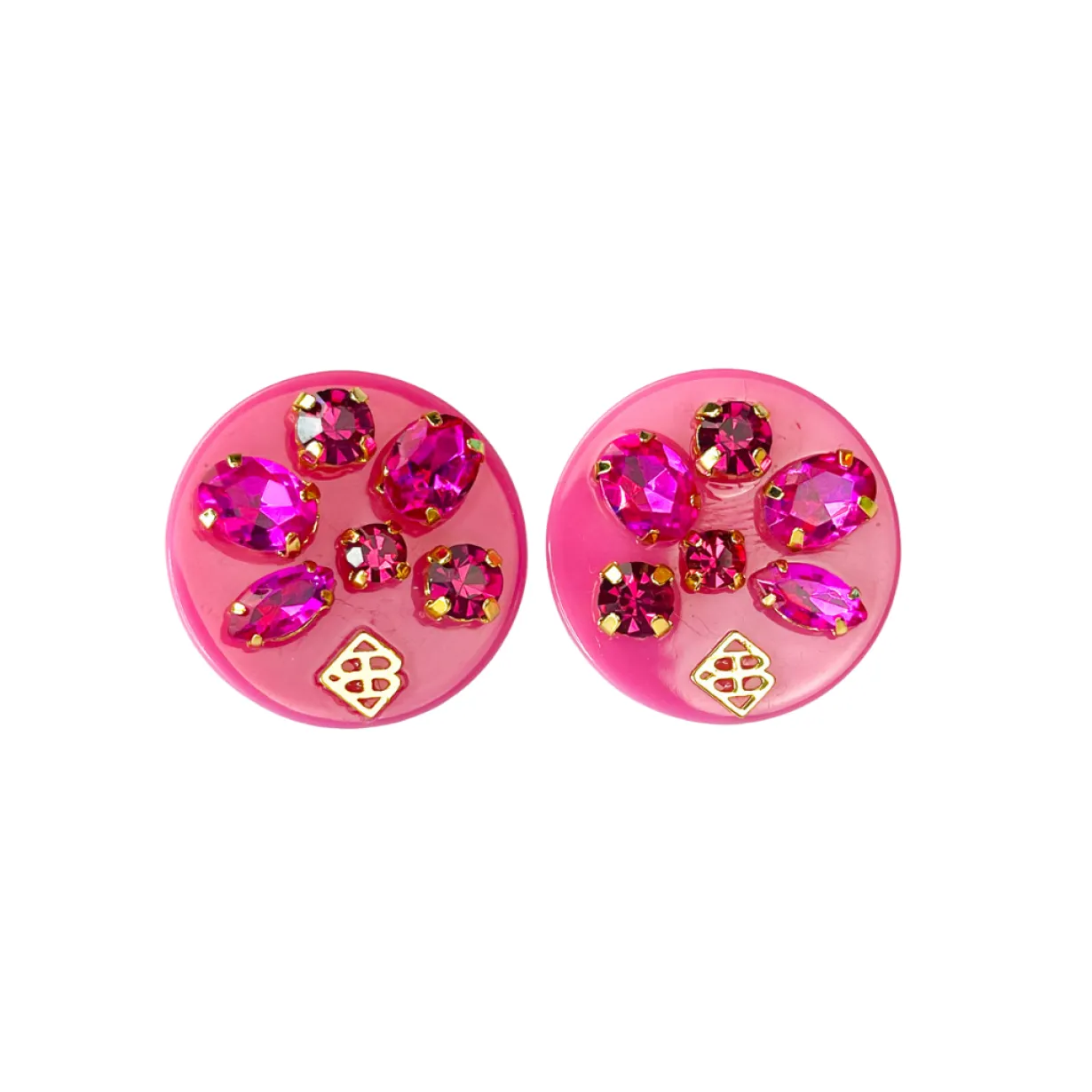 pink_resin_dot_studs_with_0.webp Pink Resin Dot Studs with Pink Crystals-Brianna Cannon Clearance