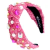Pink Textured Headband with Crystals and Pearls-Brianna Cannon New