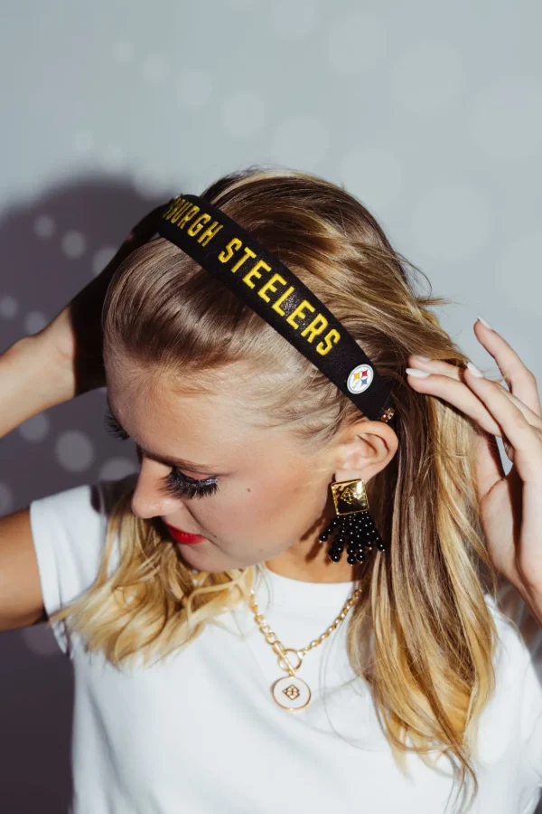 Pittsburgh Steelers Thin Embroidered Headband-Brianna Cannon Clearance