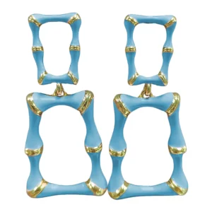 Powder Blue Enamel Bamboo Earrings-Brianna Cannon Outlet