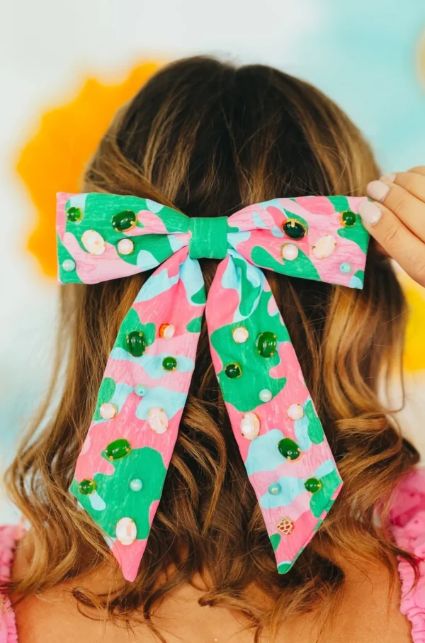 Pretty Country Pink, Green & Blue Bow Barrette-Brianna Cannon Sale