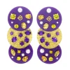 Purple and Gold Triple Dot Earrings-Brianna Cannon Hot