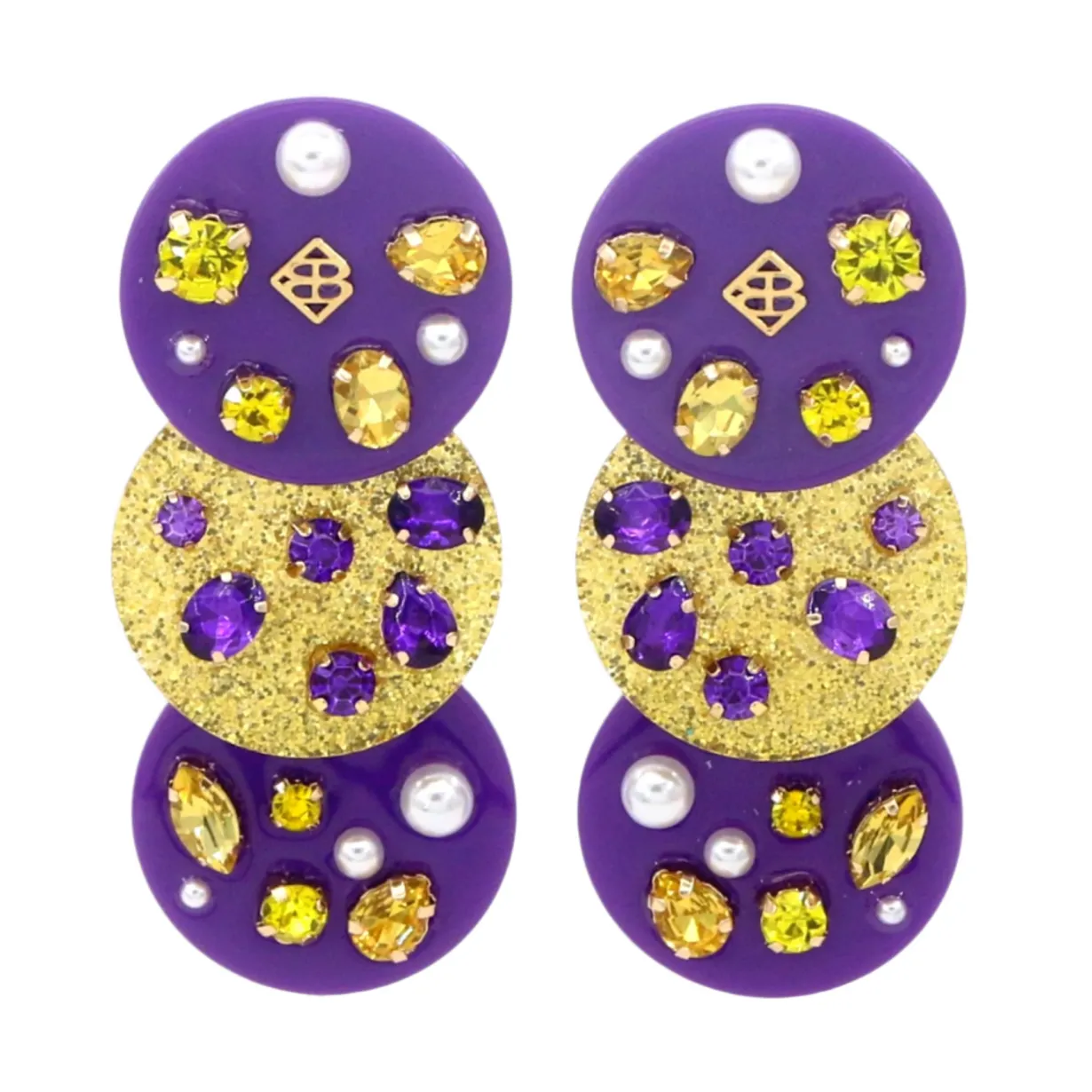 purple_and_gold_triple_do_0.webp Purple and Gold Triple Dot Earrings-Brianna Cannon Hot