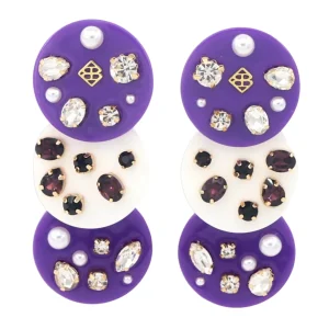 Purple and White Triple Dot Earrings-Brianna Cannon Online