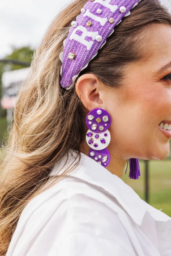 Purple and White Triple Dot Earrings-Brianna Cannon Online