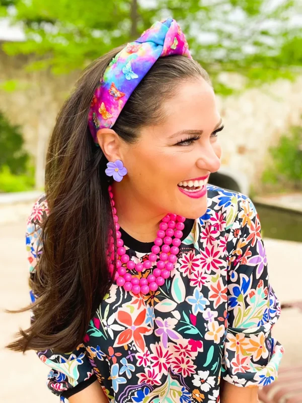 Purple Flower Stud with Logo-Brianna Cannon Fashion