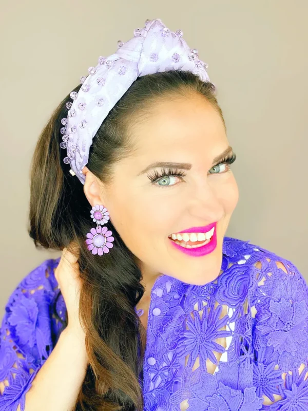 Purple May Flowers Double Drop Earrings-Brianna Cannon Sale
