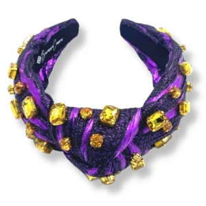 Purple Tiger Stripe Headband with Yellow Crystals-Brianna Cannon Discount