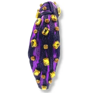Purple Tiger Stripe Headband with Yellow Crystals-Brianna Cannon Discount
