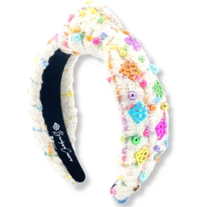 Rainbow Tweed Headband with BC Logo Charms and Beads-Brianna Cannon Fashion
