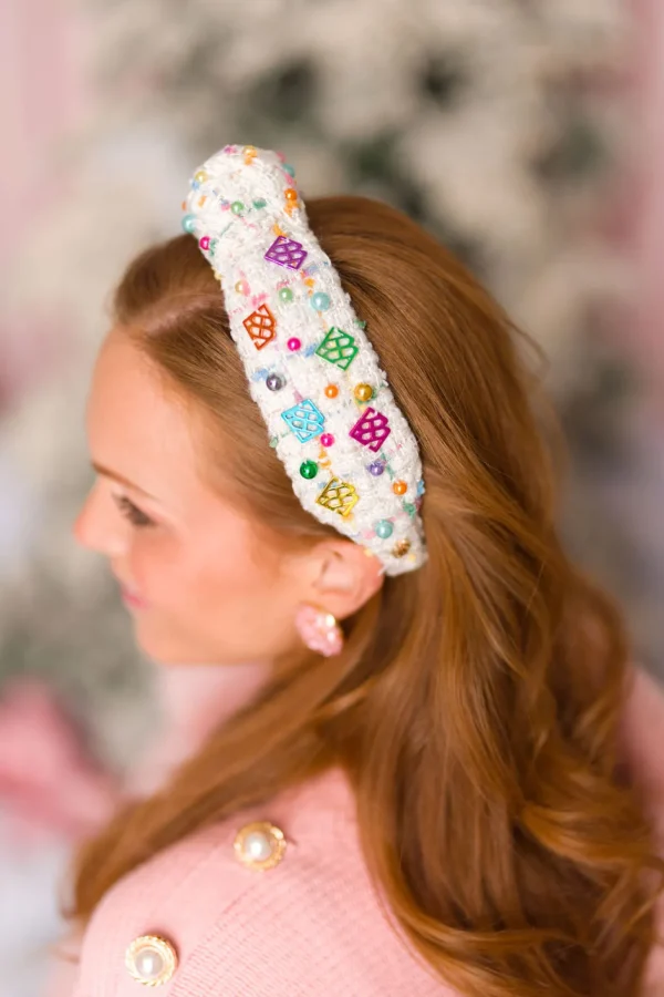 Rainbow Tweed Headband with BC Logo Charms and Beads-Brianna Cannon Fashion