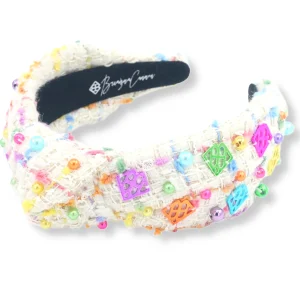 Rainbow Tweed Headband with BC Logo Charms and Beads-Brianna Cannon Fashion