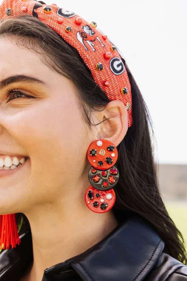 Red and Black Triple Dot Earrings-Brianna Cannon Clearance